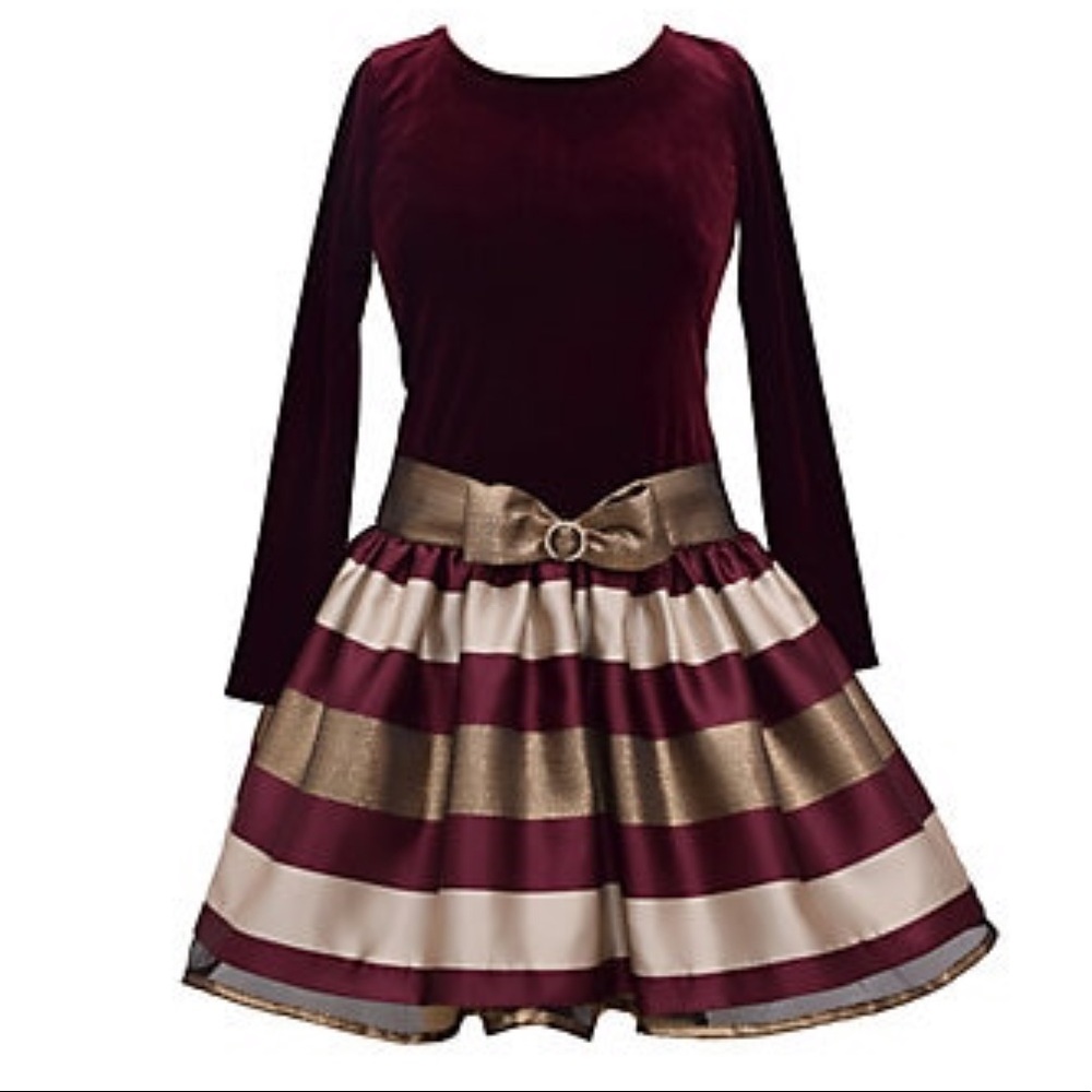 Bonnie Jean Velvet Striped Skirt Girl's Dress